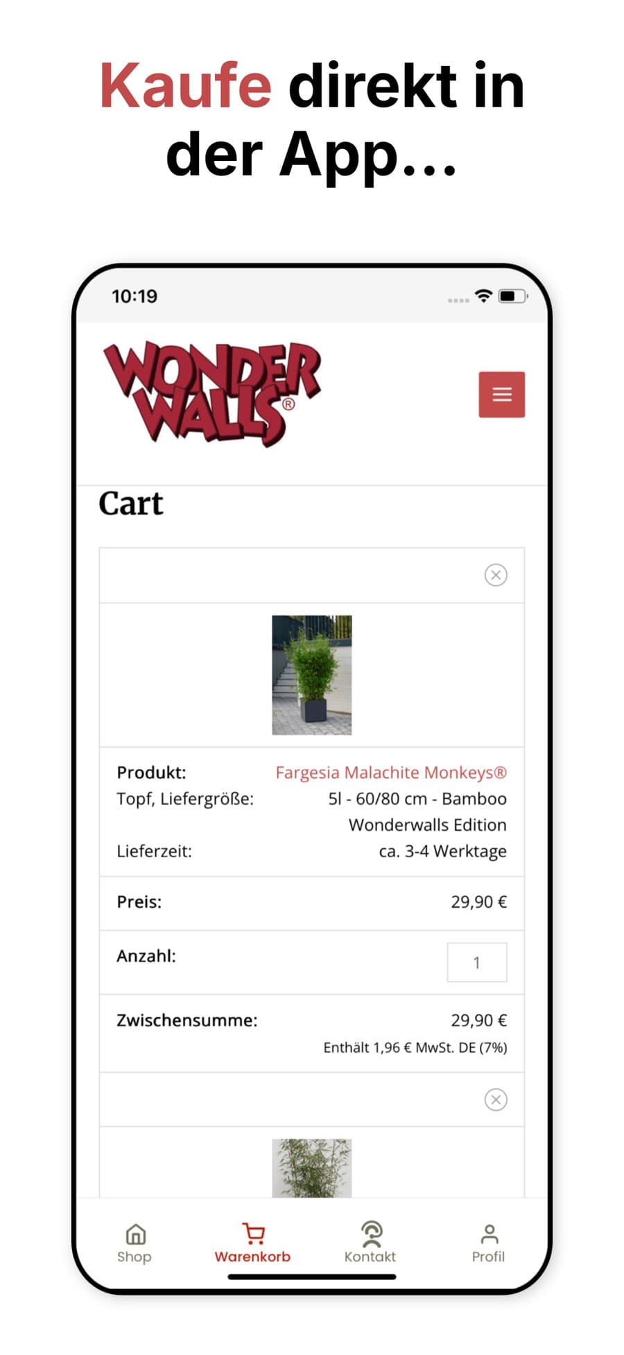 Screenshot der App